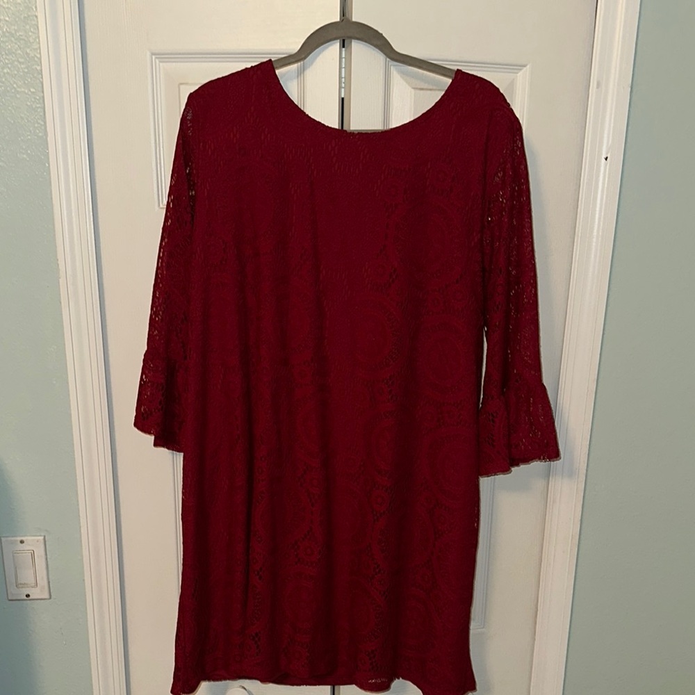 Red Lace Shift Dress
